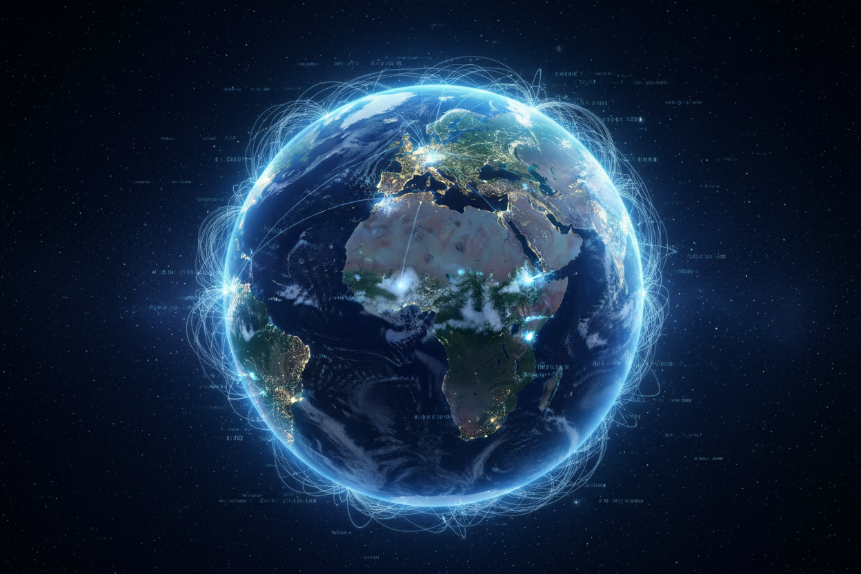 Make an image of a world freely connected